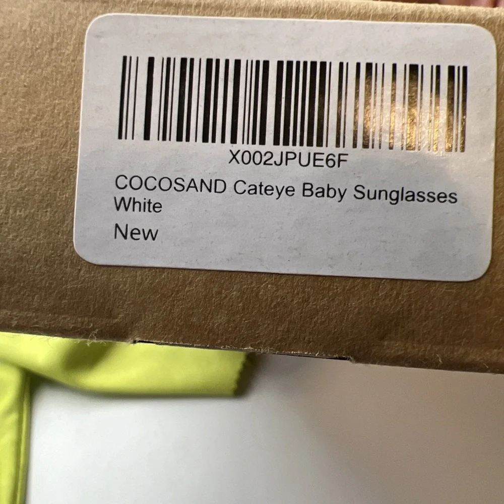 COCOSAND White Cateye Baby Sunglasses with Pink Strap